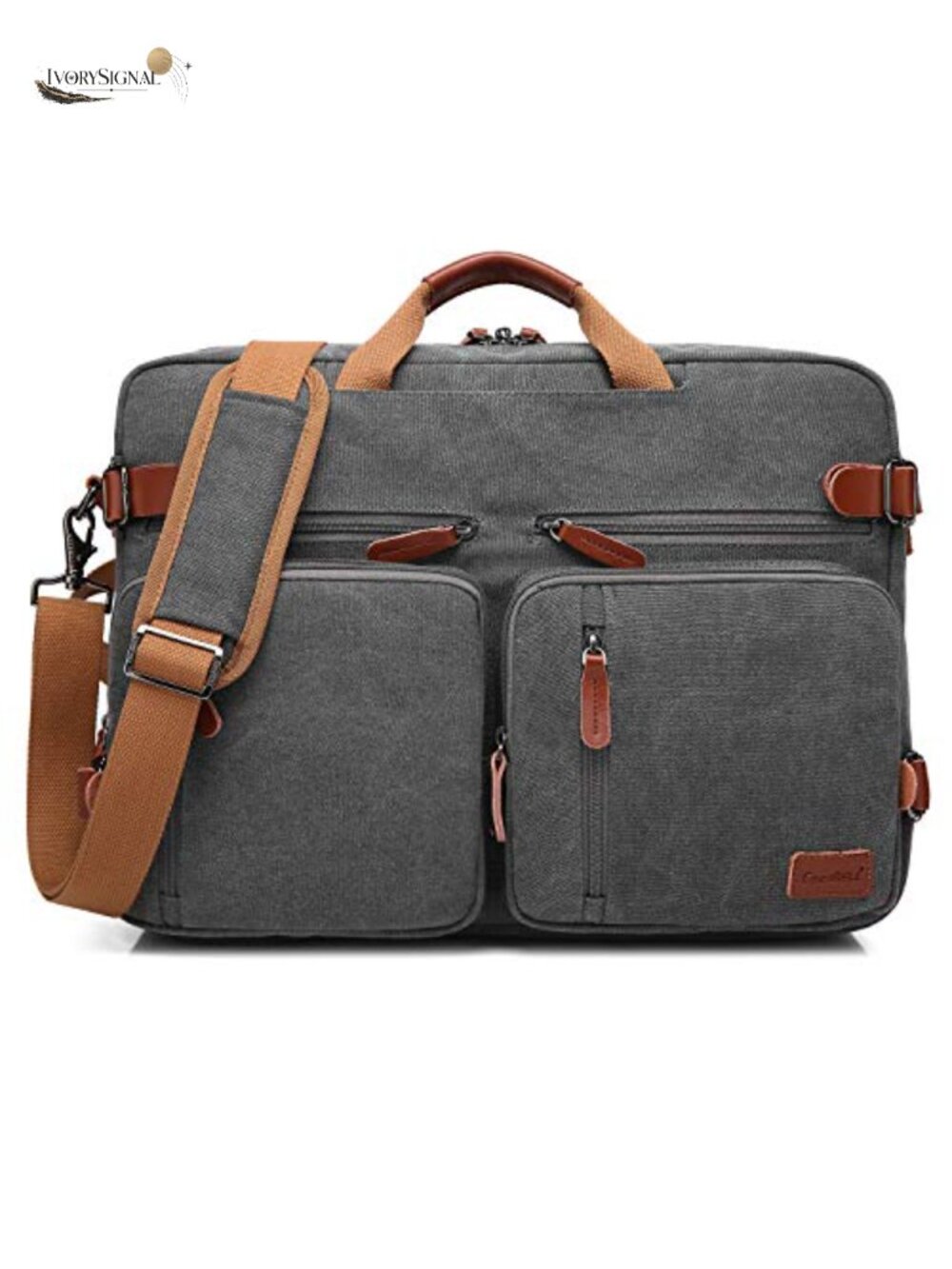 Convertible Laptop Backpack Messenger Shoulder Bag Canvas Fits 17.3 Inch Travel